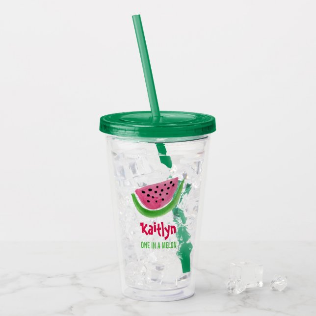 Verre En Acrylique One In a Melon Watermelon Nom personnalisé (Devant glace)