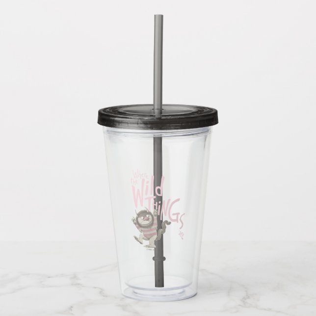 Verre En Acrylique Où les choses sauvages sont citées - rose (Devant)