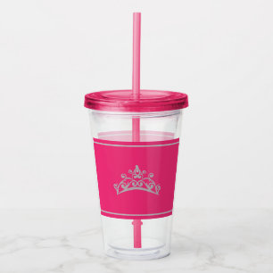 Verre En Acrylique Pageant Argent Couronne Fuschia rose acrylique Tum