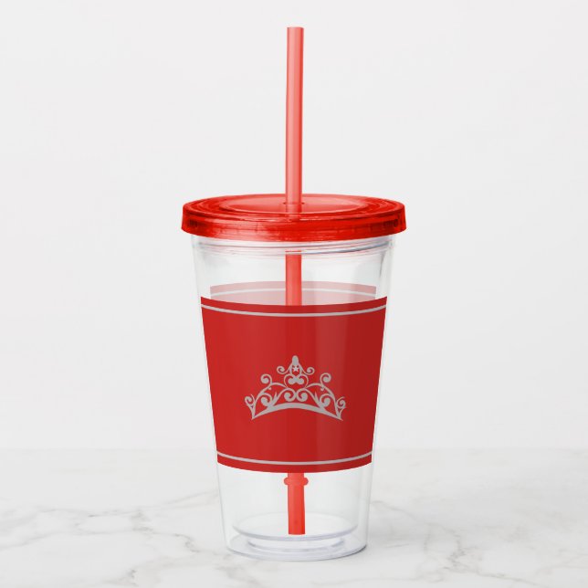 Verre En Acrylique Pageant Argent Couronne rouge Acrylique Tumbler (Devant)