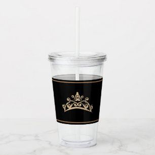 Verre En Acrylique Pageant Gold Tiara Couronne Acrylique Tumbler