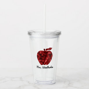 Verre En Acrylique Paillette rouge personnalisée Apple de Faux de