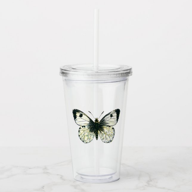 Verre En Acrylique Papillon blanc (Devant)