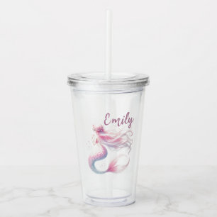 Verre En Acrylique Parleur à sirène rose pastel personnalisé