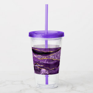 Verre En Acrylique Parties scintillant d'or pourpre Acrylique Tumbler