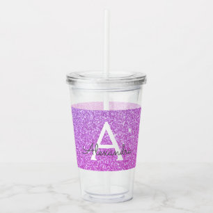 Verre En Acrylique Parties scintillant violette et étincelle Monogram
