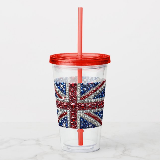 Verre En Acrylique Paruline acrylique avec design de couleurs britann (Devant)