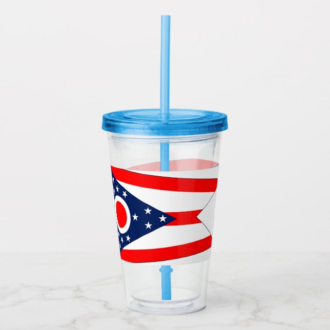 Verre En Acrylique Paruline acrylique avec drapeau de l'Ohio (Devant)