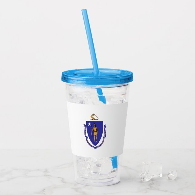 Verre En Acrylique Paruline acrylique avec drapeau du Massachusetts (Devant glace)