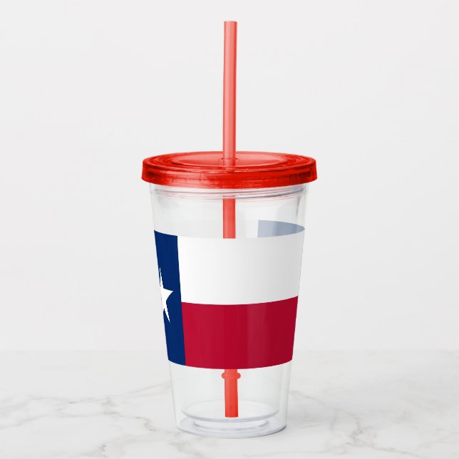 Verre En Acrylique Paruline acrylique avec drapeau du Texas (Devant)