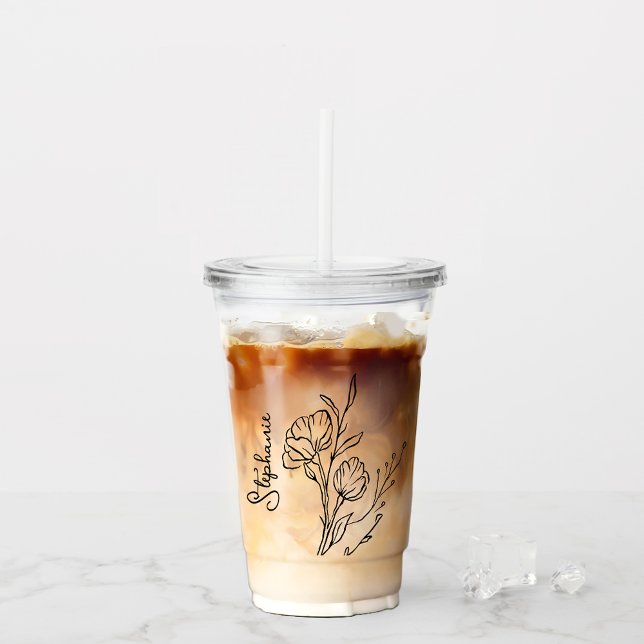 Verre En Acrylique Paruline Acrylique Fleur De Naissance Personnalisé (Sip in style with our personalized Birth Flower Acrylic Tumbler With Name! )