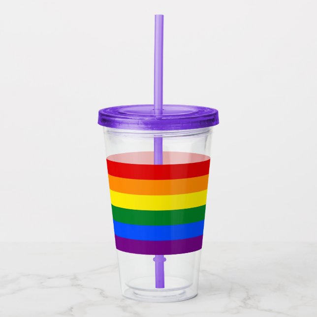 Verre En Acrylique Paruline acrylique patriotique avec drapeau LGBT (Devant)