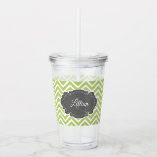Verre En Acrylique Paruline acrylique personnalisée Chevron vert