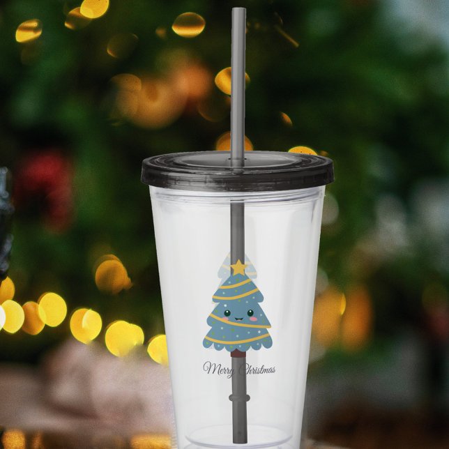 Verre En Acrylique Paruline acrylique pour arbre de Noël mignon (Cute Christmas Tree Acrylic Tumbler)