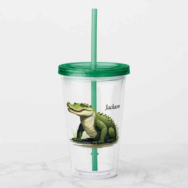 Verre En Acrylique Paruline de crocodile personnalisée - gras et sauv (Devant)