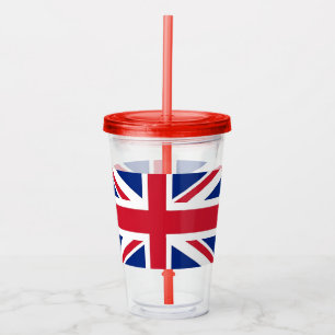 Verre En Acrylique Paruline patriotique avec drapeau du Royaume-Uni