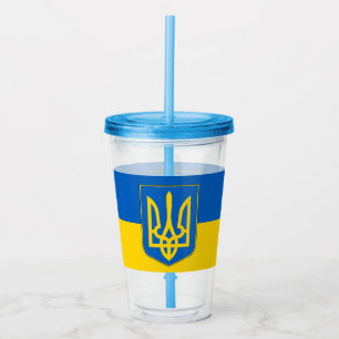 Verre En Acrylique Paruline patriotique avec drapeau d'Ukraine