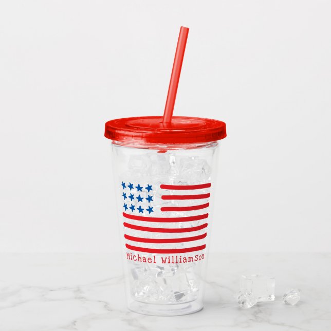 Verre En Acrylique Patriotique personnalisé par | américain tiré par (Dos glace)