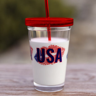 Verre En Acrylique Patriotique USA Drapeau bâton à lèvres Kiss Acryli