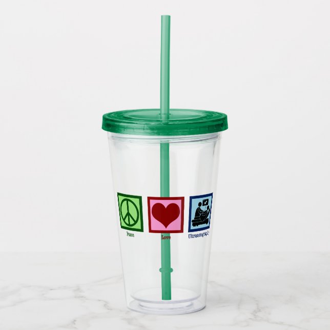 Verre En Acrylique Peace Love Ultrasonographie Ultrasonographie Techn (Devant)