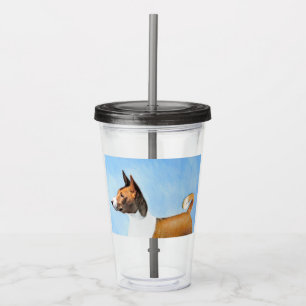 Verre En Acrylique Peinture Basenji - Belle Art Original