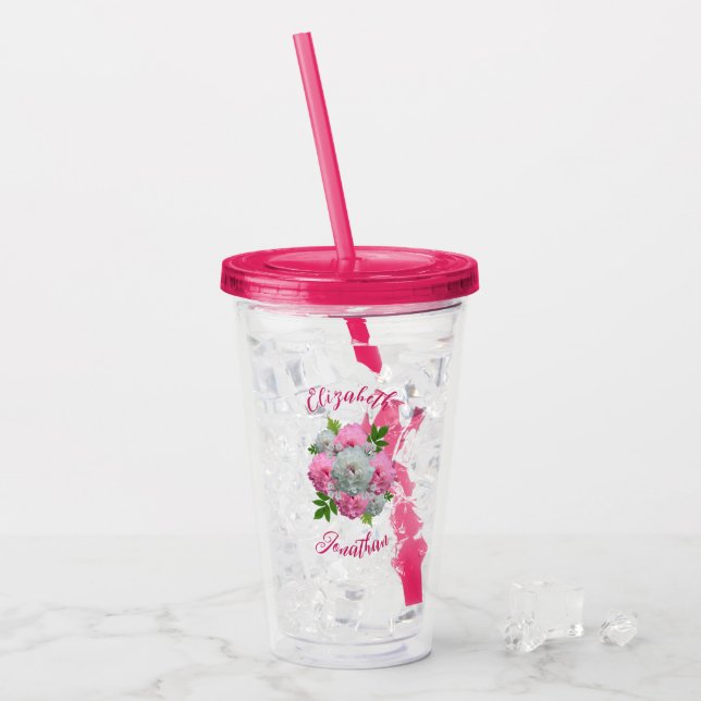 Verre En Acrylique Peony Bouquet Mariage (Devant glace)