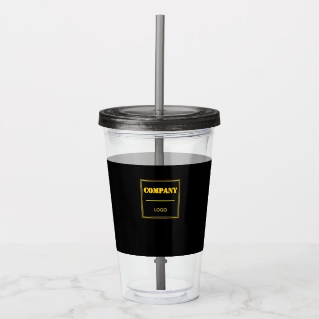 Verre En Acrylique Personalized Company Black Modern Custom Business (Devant)