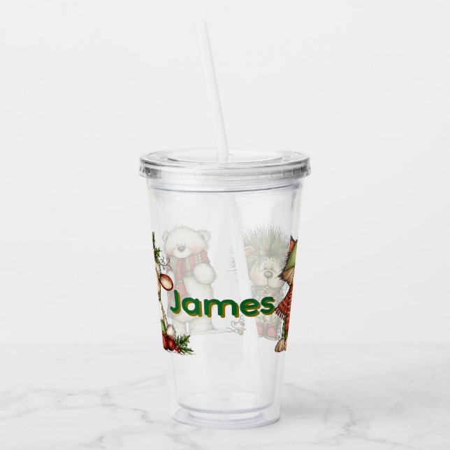 Verre En Acrylique Personalized Kids Holiday  (Gauche)