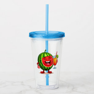 Verre En Acrylique Personnage Pastèque Souriant S'amusant 🍉