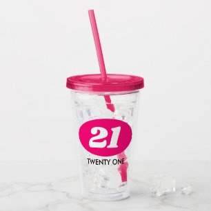 Verre En Acrylique Personnalisé 21e fête d'anniversaire en plastique 