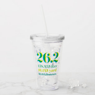 Verre En Acrylique Personnalisé 26,2 Marathon Courant Distance Vert