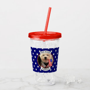 Verre En Acrylique Personnalisé 2 Photos USA American Flag Patriotic 