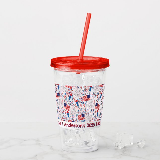 Verre En Acrylique Personnalisé le 4 juillet (Dos glace)