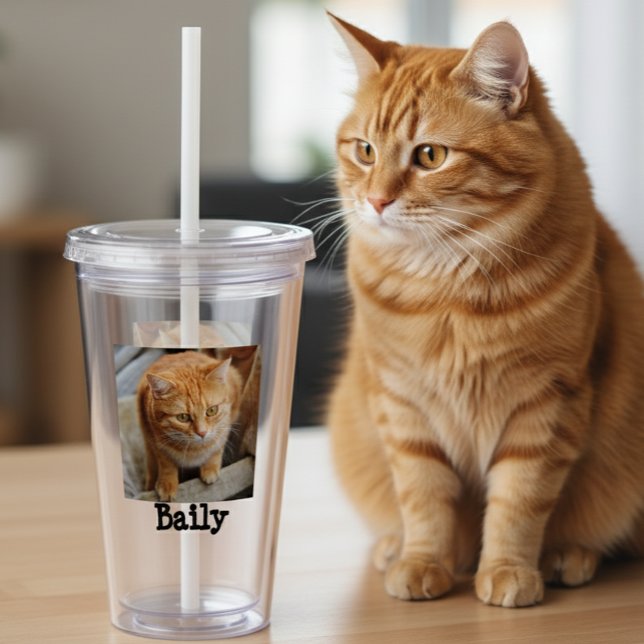 Verre En Acrylique Personnalisé Pet chat Chien Photo Cadeau Personnal (Créateur téléchargé)