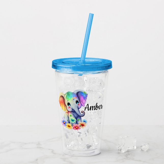 Verre En Acrylique Personnaliser Baby Elephant (Dos glace)