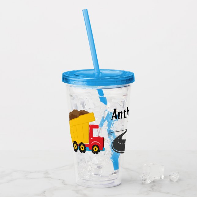 Verre En Acrylique Personnaliser Enfants Construction Camion Acryliqu (Devant glace)