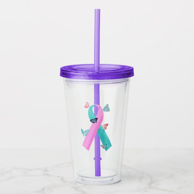 Verre En Acrylique Petits papillons avec le ruban de BRCA (Devant)