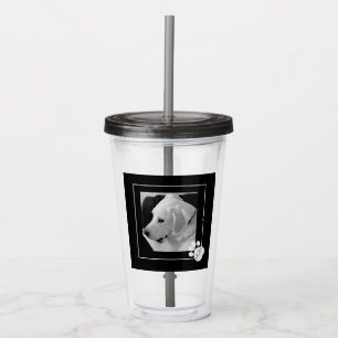Verre En Acrylique Photo en noir et blanc du chien mignon Meilleure m