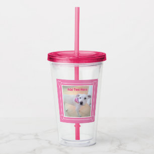 Verre En Acrylique Photo mignonne blanc chiot visage rose