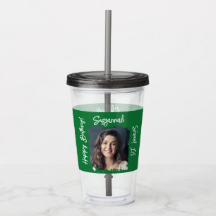Verre En Acrylique Photo personnalisée 16e Joyeux Modèle vert d'anniv