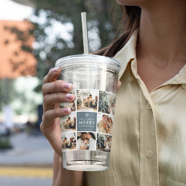 Verre En Acrylique Photos Multi Holiday | Merry Christmas | (Créateur téléchargé)