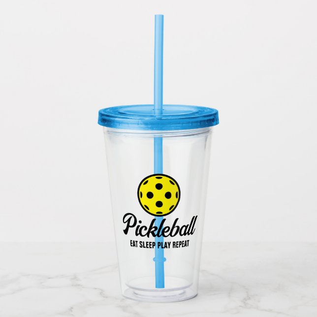 Verre En Acrylique Pickleball amant tasse tumbler Mangez sommeil joue (Devant)