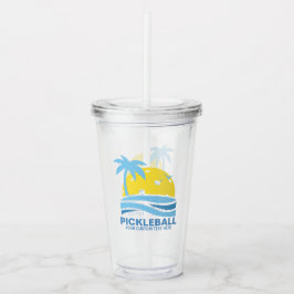 Verre En Acrylique Pickleball Tropical Palm Tree Sun Votre texte pers