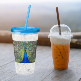 Verre En Acrylique Plumage bleu Peacock