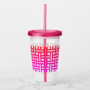Verre En Acrylique Poids rose à froid Boissons Tumbler avec paille
