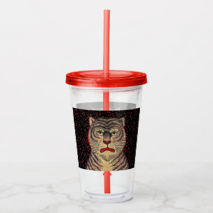 Verre En Acrylique Points rouges de la tête de tigre rayée asiatique