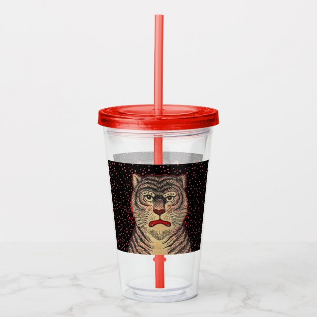 Verre En Acrylique Points rouges de la tête de tigre rayée asiatique (Devant)