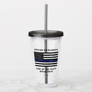 Verre En Acrylique Police de la ligne bleue mince