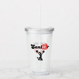 Verre En Acrylique Pom-Pom de Cheerleader Senior Double Face Rouge &