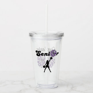 Verre En Acrylique Pom-Pom de Cheerleader Senior Double Face Violet &